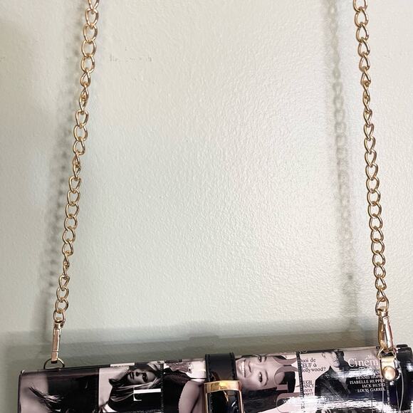 Vouge magazine retro Hard Shell Clasp Chain Strap bag Purse nwt - Picture 2 of 7